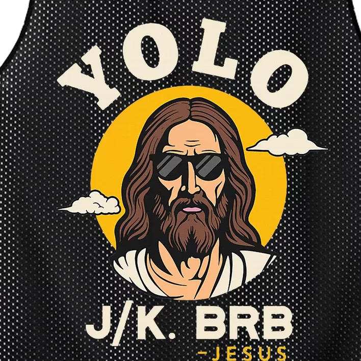 Yolo Jk Brb Jesus Funny Easter Christian Faith Mesh Reversible Basketball Jersey Tank