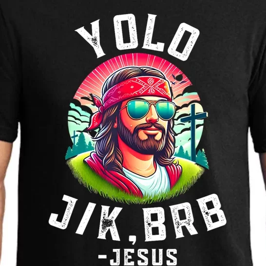 Yolo Jk Brb Jesus Funny Easter Resurrection Christians Pajama Set