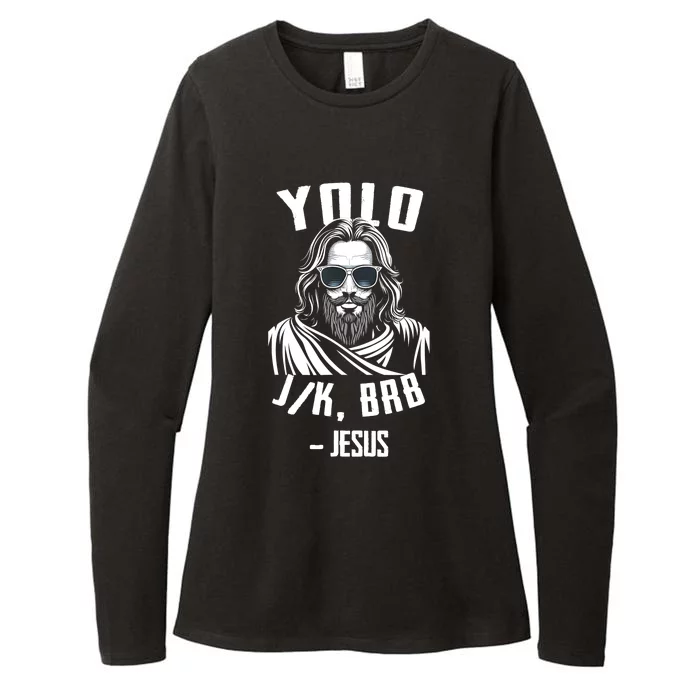 Yolo Jk Brb Jesus Funny Easter Day Bible Vintage Christian Womens CVC Long Sleeve Shirt