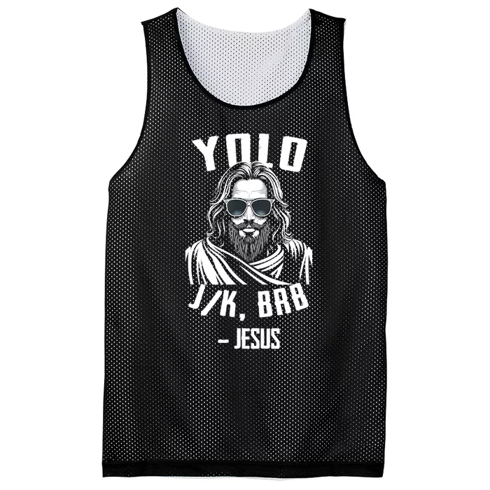 Yolo Jk Brb Jesus Funny Easter Day Bible Vintage Christian Mesh Reversible Basketball Jersey Tank