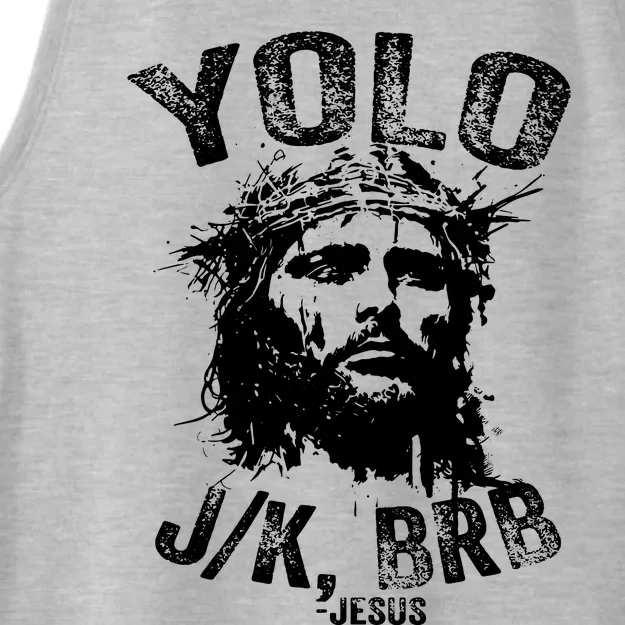 Yolo Jk Brb Jesus Funny Resurrection Christians Easter Day Ladies Tri-Blend Wicking Tank