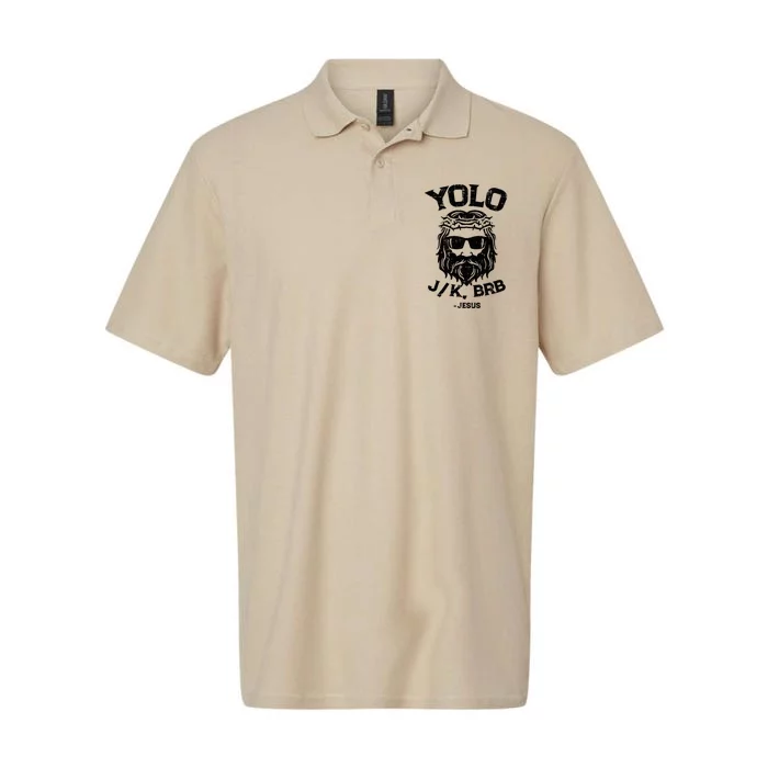 Yolo Jk Brb Jesus Funny Easter Day Softstyle Adult Sport Polo