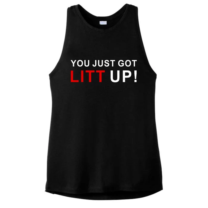 You Just Got Litt Up Funny TV Show Quote Ladies Tri-Blend Wicking Tank