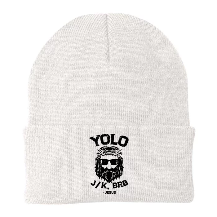 Yolo Just Kissing Be Right Back Jesus Funny Knit Cap Winter Beanie