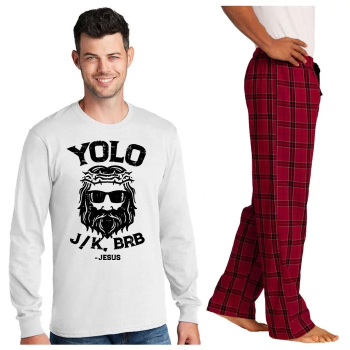 Yolo Just Kissing Be Right Back Jesus Funny Long Sleeve Pajama Set