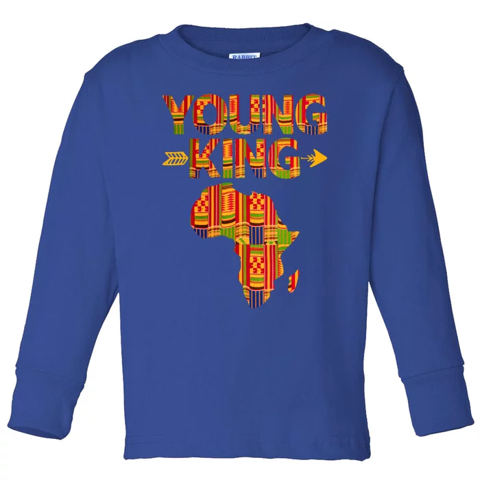 Young King African American Black History Juneteenth Melanin Gift Toddler Long Sleeve Shirt