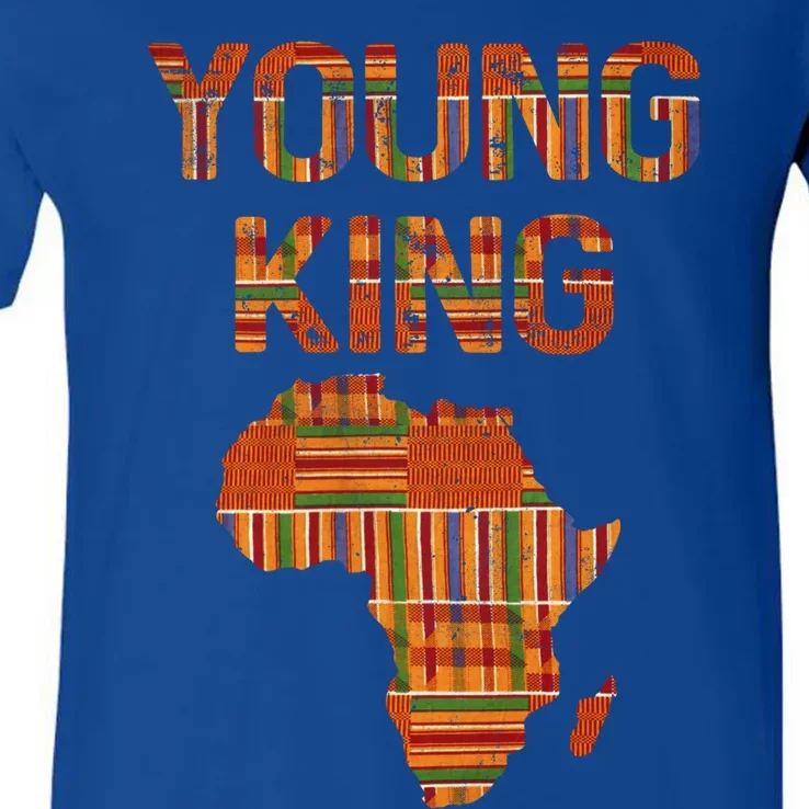 Young King African American Juneteenth Black History Month Gift V-Neck T-Shirt