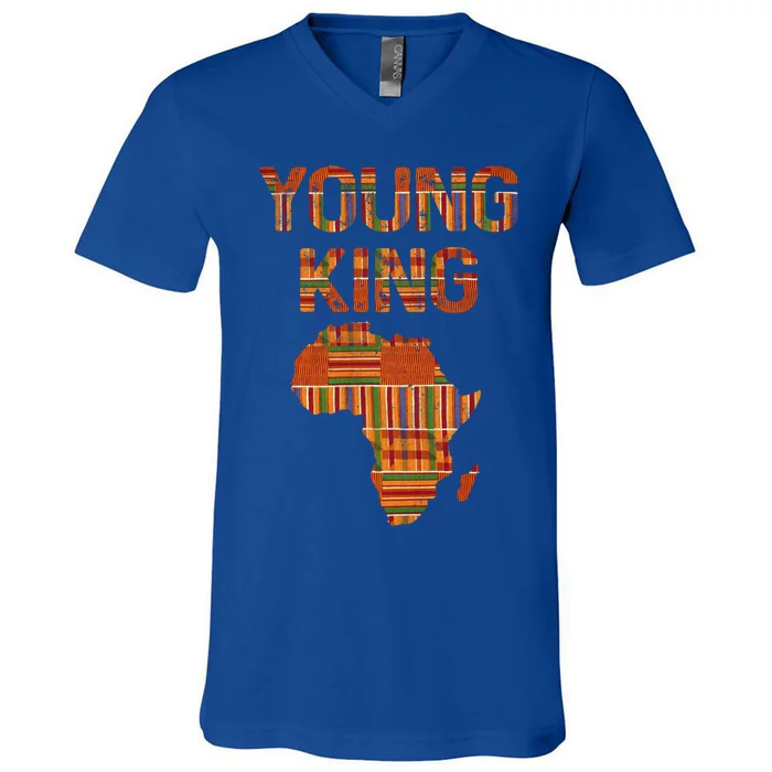 Young King African American Juneteenth Black History Month Gift V-Neck T-Shirt