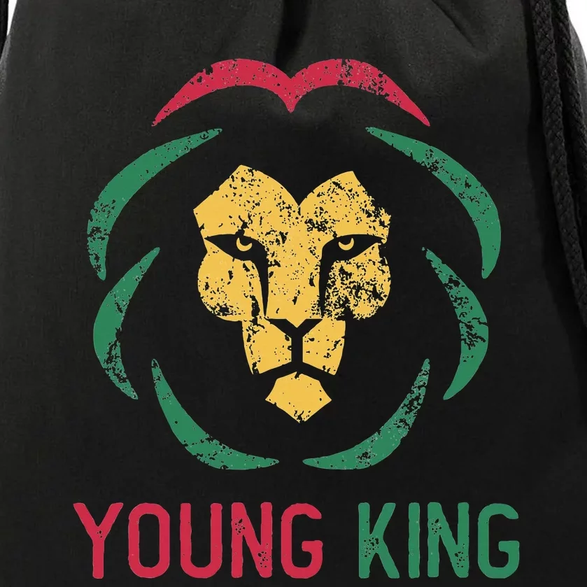 Young King African Lion Black History Month African Drawstring Bag