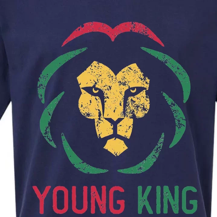 Young King African Lion Black History Month African Sueded Cloud Jersey T-Shirt