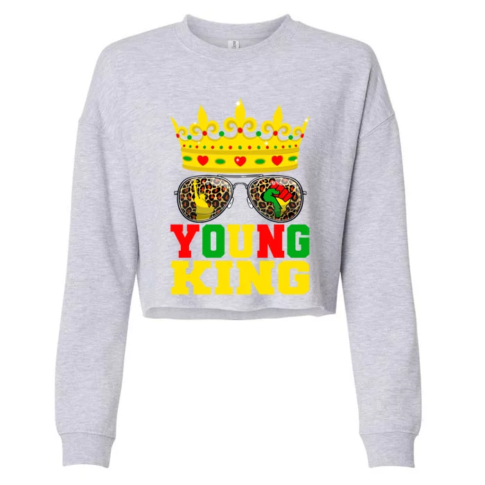 Young King African American 1865 Juneteenth Crown Gift Cropped Pullover Crew