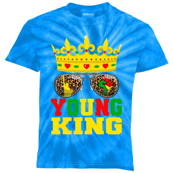 Young King African American 1865 Juneteenth Crown Gift Kids Tie-Dye T-Shirt