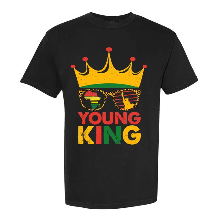 Young King Crown African American Boy 1865 Juneteenth Garment-Dyed Heavyweight T-Shirt