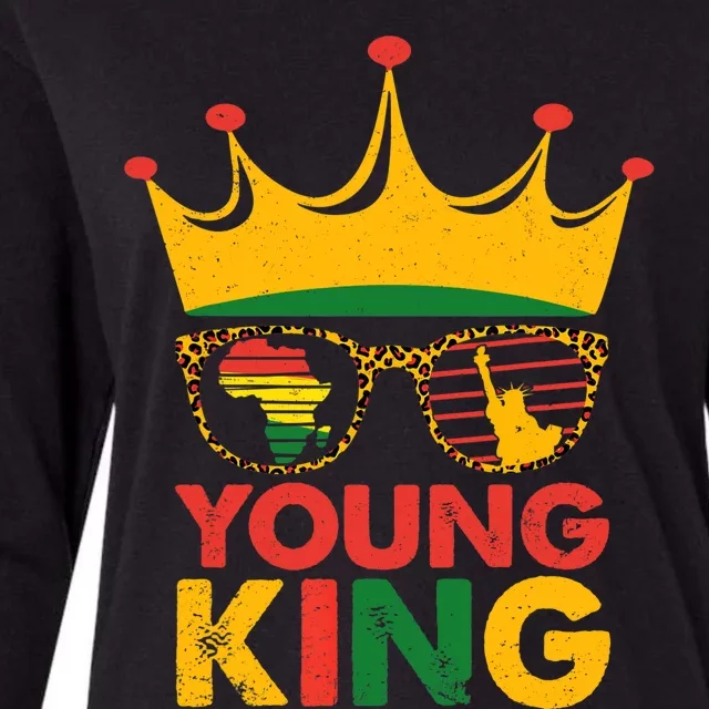 Young King Crown African American Boy 1865 Juneteenth Womens Cotton Relaxed Long Sleeve T-Shirt