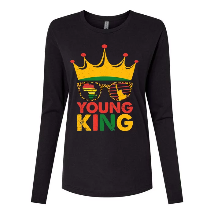 Young King Crown African American Boy 1865 Juneteenth Womens Cotton Relaxed Long Sleeve T-Shirt