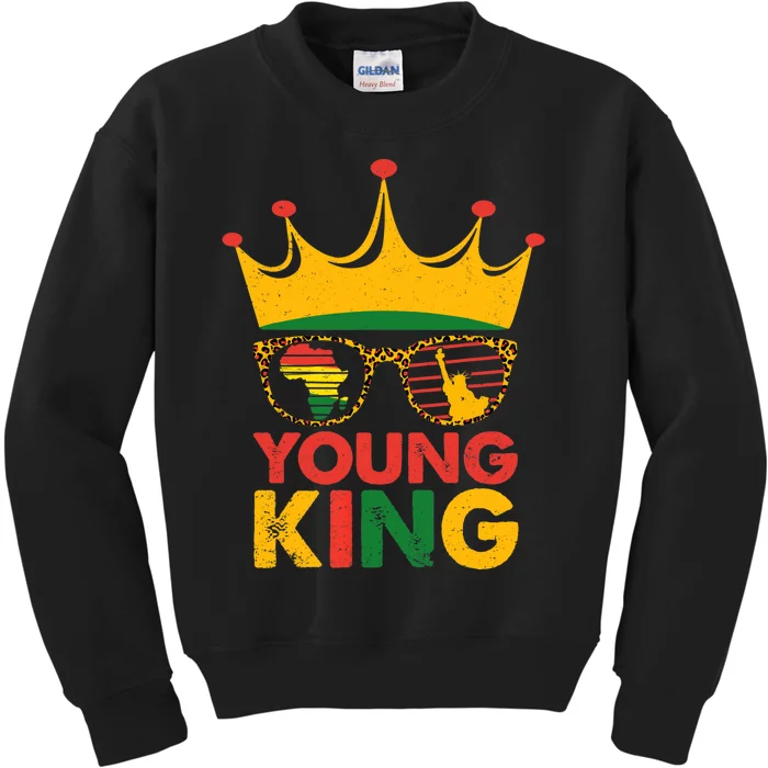 Young King Crown African American Boy 1865 Juneteenth Kids Sweatshirt