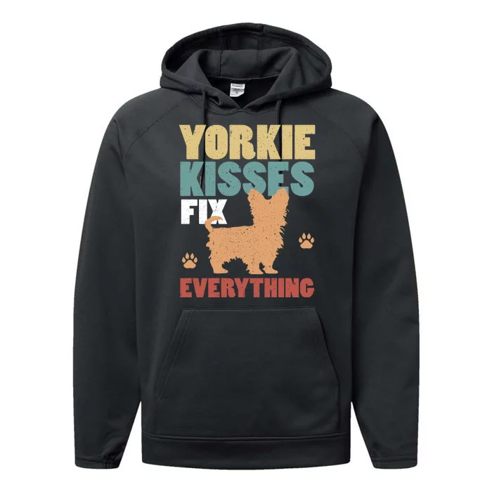 Yorkie Kisses Fix Everything Performance Fleece Hoodie