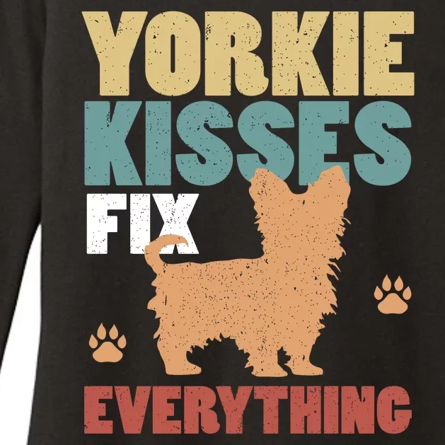 Yorkie Kisses Fix Everything Womens CVC Long Sleeve Shirt