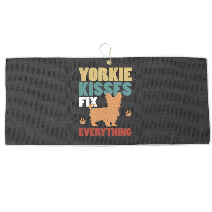 Yorkie Kisses Fix Everything Large Microfiber Waffle Golf Towel