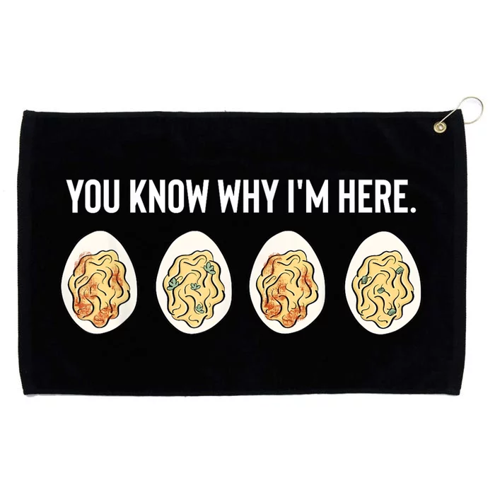 You Know Why IM Here Thanksgiving Deviled Eggs Fall Grommeted Golf Towel