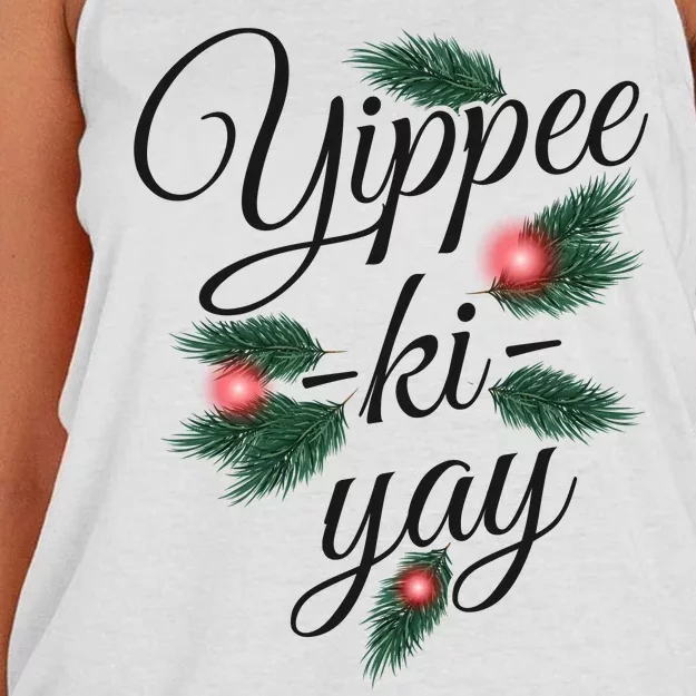 Yippee Ki Yay Christmas Holiday Women's Knotted Racerback Tank