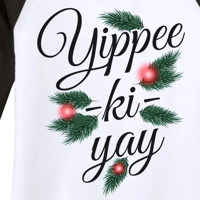 Yippee Ki Yay Christmas Holiday Women's Tri-Blend 3/4-Sleeve Raglan Shirt