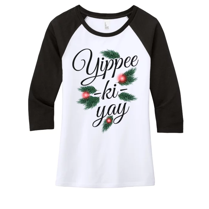 Yippee Ki Yay Christmas Holiday Women's Tri-Blend 3/4-Sleeve Raglan Shirt