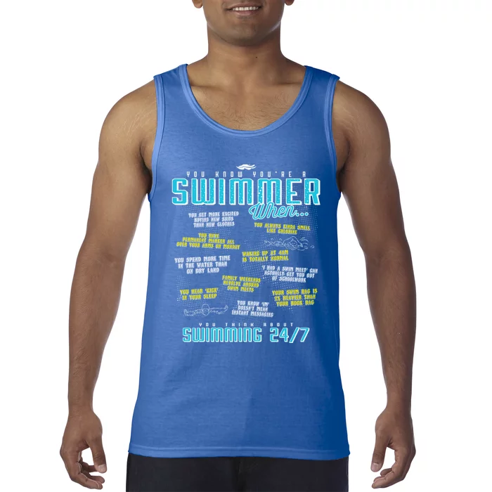 You Know You're A Swimmer When Funny List For Swim Gift Tank Top