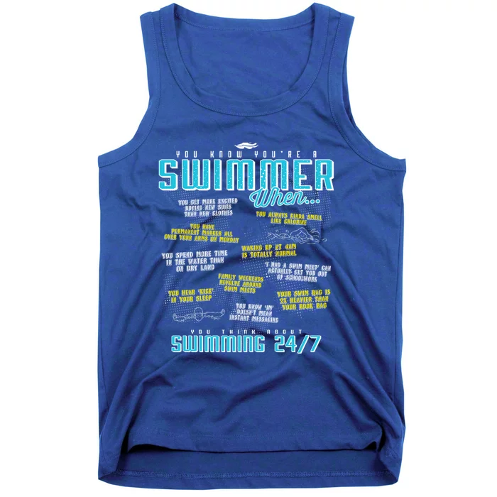 You Know You're A Swimmer When Funny List For Swim Gift Tank Top