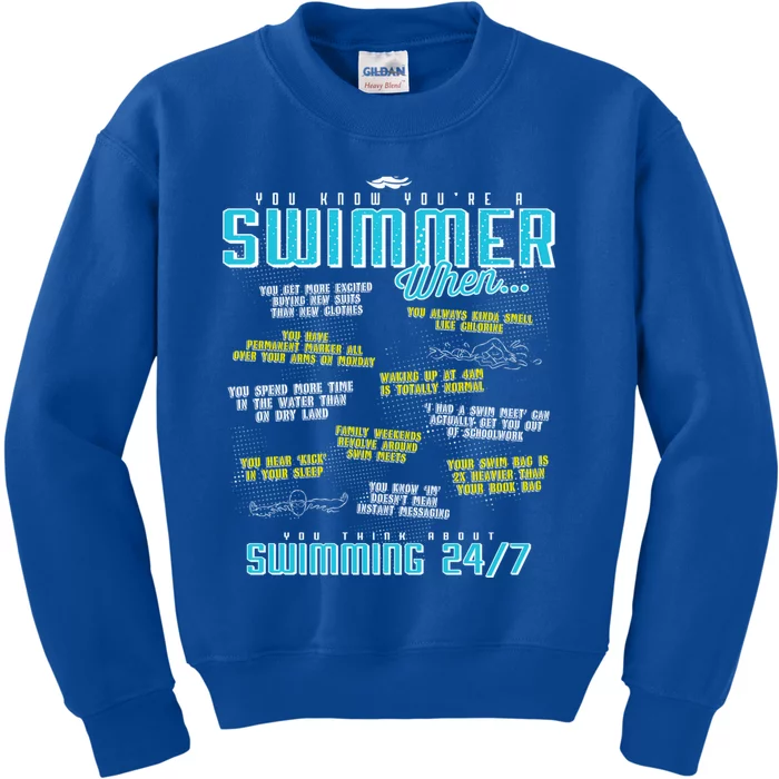 You Know You're A Swimmer When Funny List For Swim Gift Kids Sweatshirt