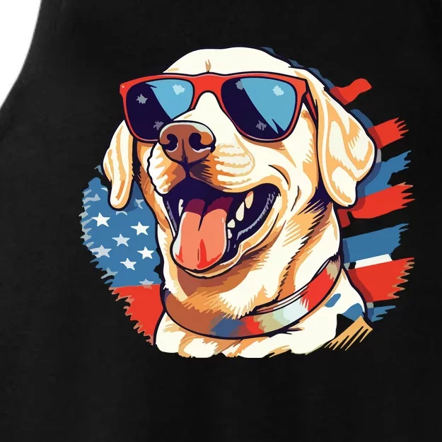 Yellow Lab 4th Of July Design Patriotic Pup Labrador Pride Ladies Tri-Blend Wicking Tank