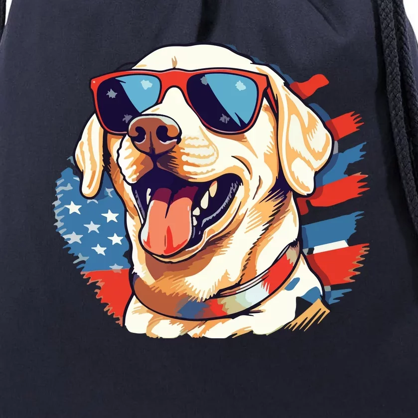 Yellow Lab 4th Of July Design Patriotic Pup Labrador Pride Drawstring Bag