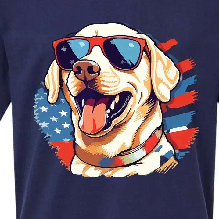 Yellow Lab 4th Of July Design Patriotic Pup Labrador Pride Sueded Cloud Jersey T-Shirt