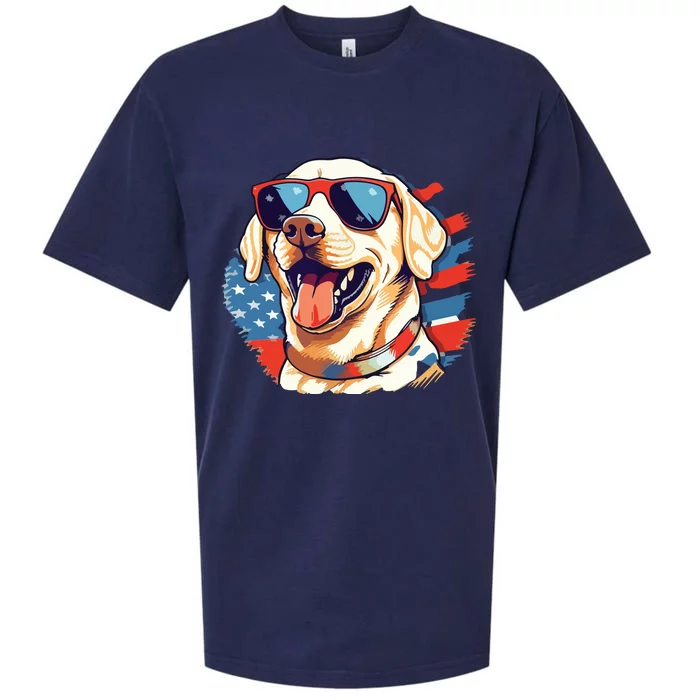 Yellow Lab 4th Of July Design Patriotic Pup Labrador Pride Sueded Cloud Jersey T-Shirt