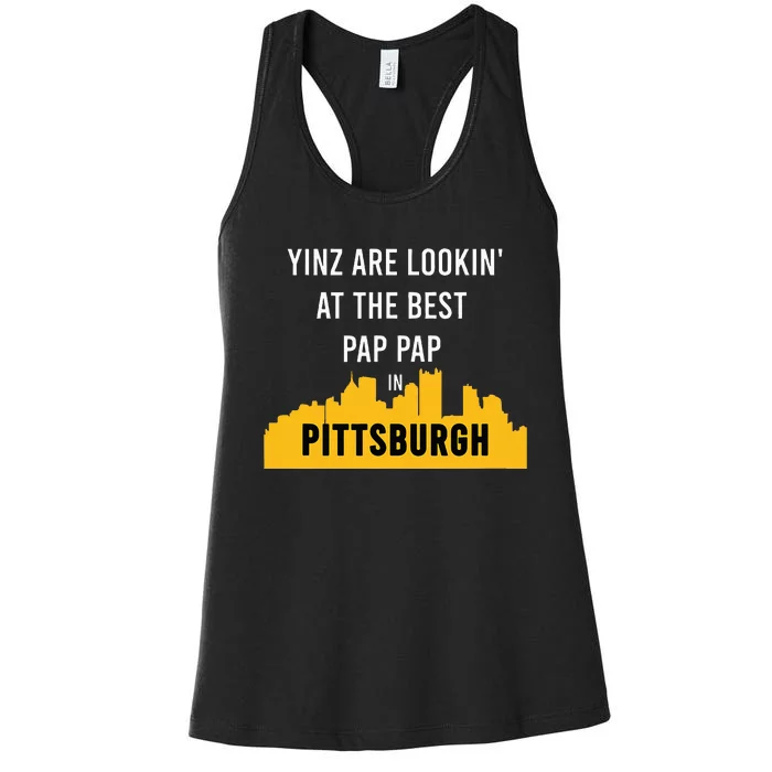 Yinz Looking At Best Yinzer Pap Pap Pittsburgh Pa Women's Racerback Tank