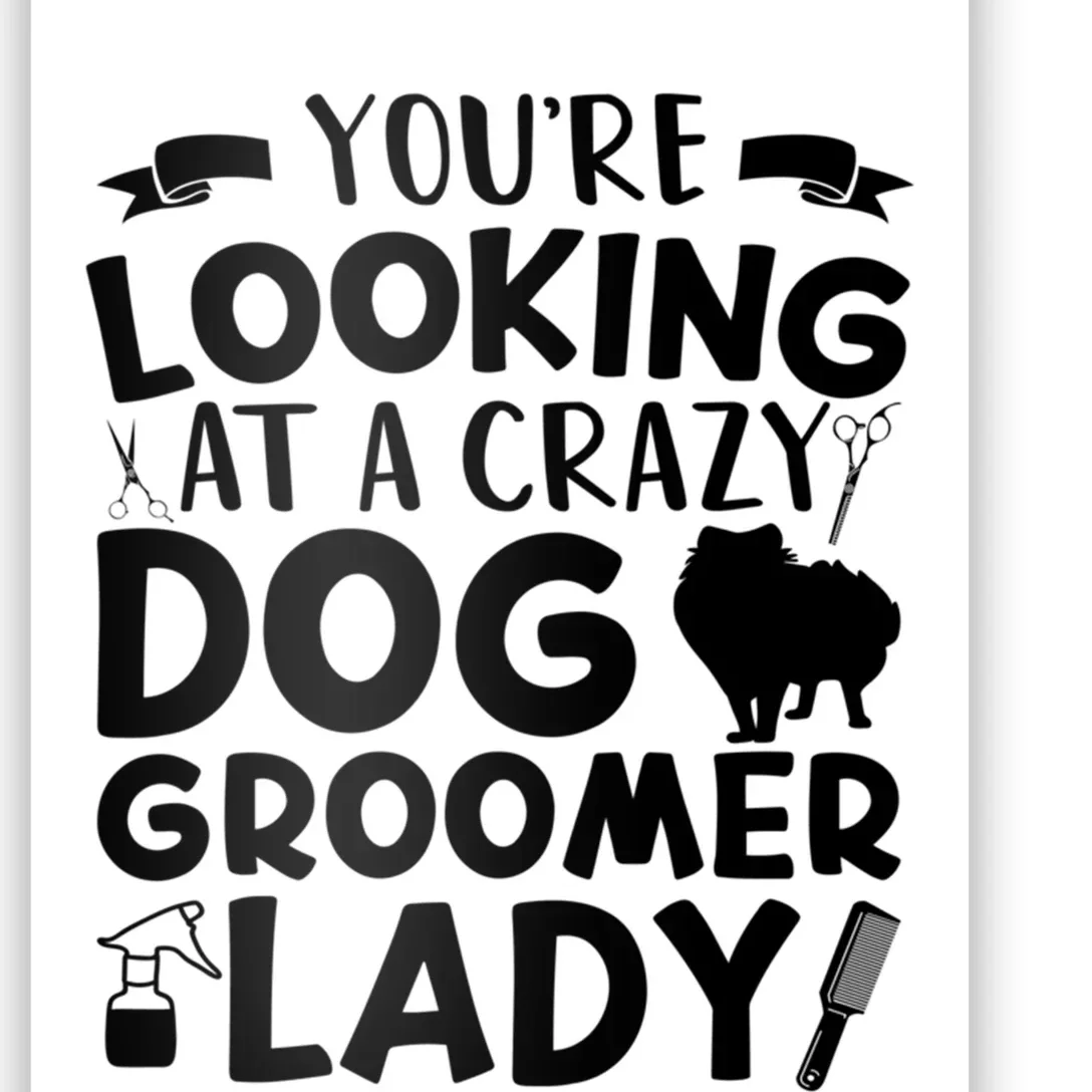 YouRe Looking At A Crazy Dog Groomer Lady Dog Grooming Poster