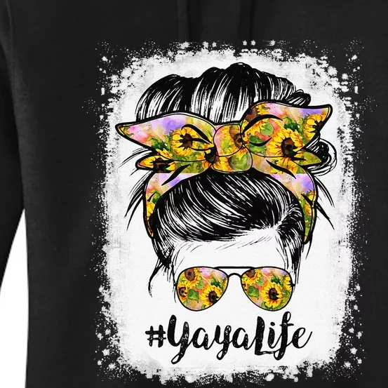 Yaya Life Bleached Yaya Life Sunflower Messy Bun Women's Pullover Hoodie