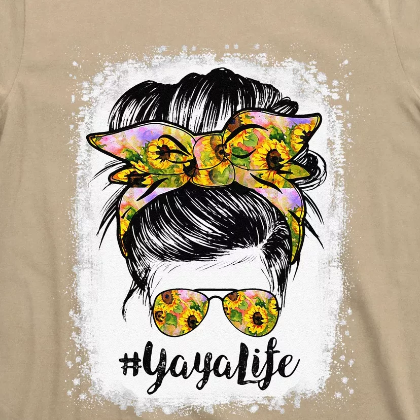 Yaya Life Bleached Yaya Life Sunflower Messy Bun T-Shirt