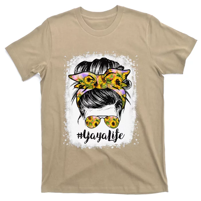 Yaya Life Bleached Yaya Life Sunflower Messy Bun T-Shirt