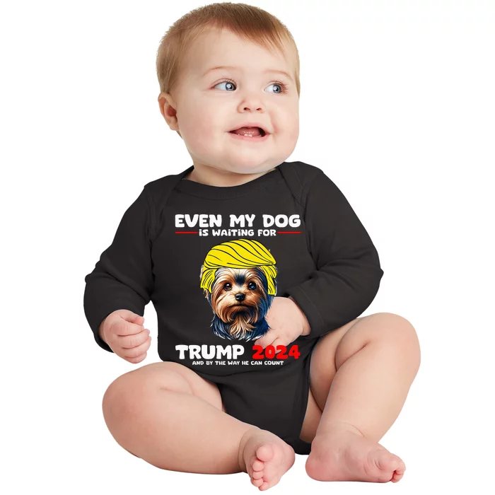 Yorkie Lover Donald Trump Supporter Usa Election Funny Baby Long Sleeve Bodysuit