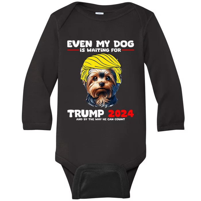 Yorkie Lover Donald Trump Supporter Usa Election Funny Baby Long Sleeve Bodysuit