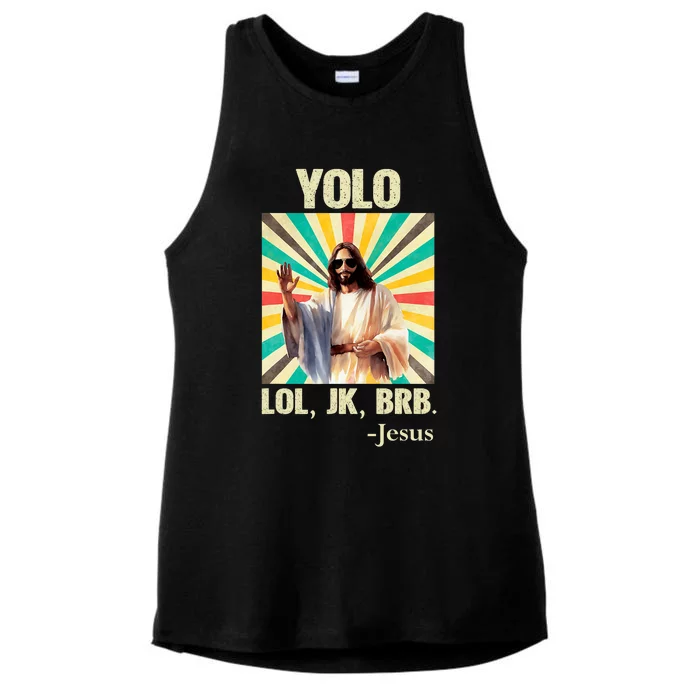 Yolo Lol Jk Brb Jesus Funny Easter Christians Resurrection Ladies Tri-Blend Wicking Tank