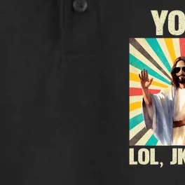 Yolo Lol Jk Brb Jesus Funny Easter Christians Resurrection Dry Zone Grid Performance Polo