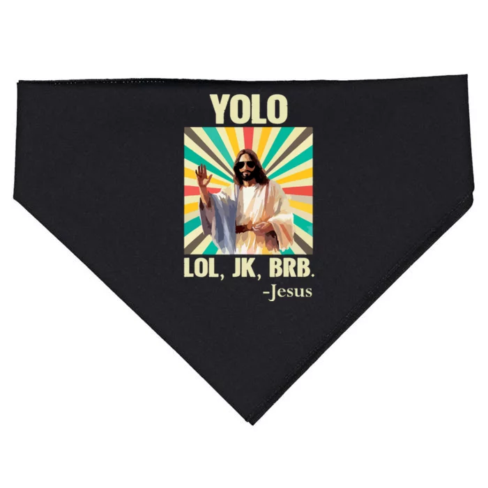 Yolo Lol Jk Brb Jesus Funny Easter Christians Resurrection USA-Made Doggie Bandana