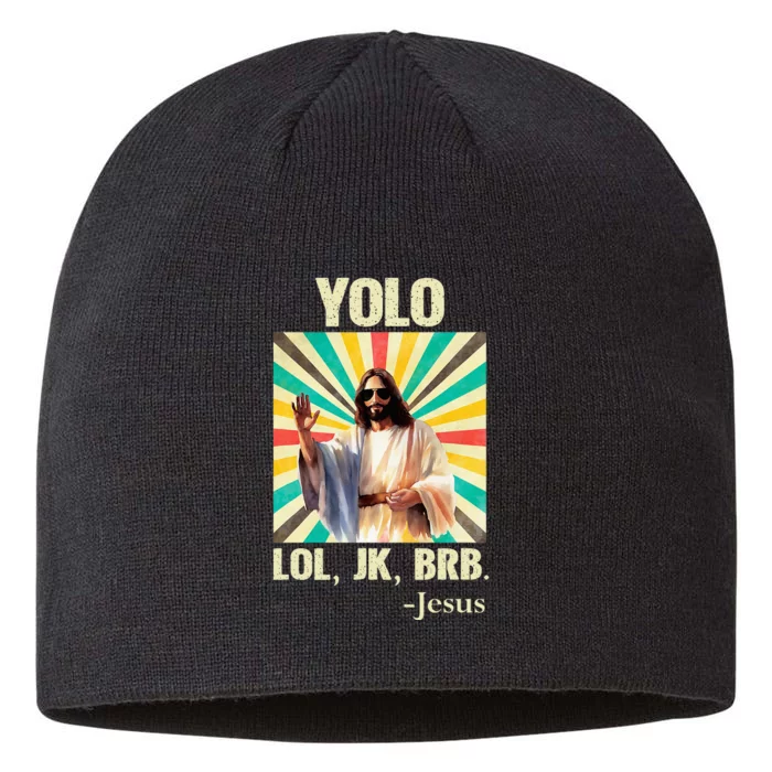 Yolo Lol Jk Brb Jesus Funny Easter Christians Resurrection 8 1/2in Sustainable Knit Beanie