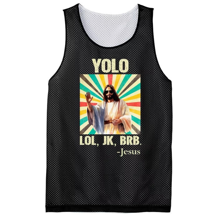 Yolo Lol Jk Brb Jesus Funny Easter Christians Resurrection Mesh Reversible Basketball Jersey Tank