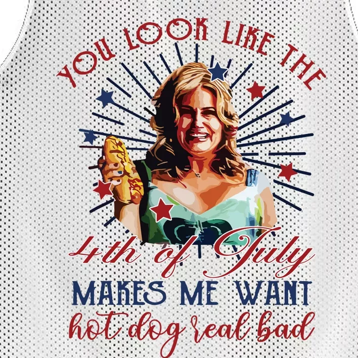 You Look Like 4th Of July Makes Me Want A Hot Dog Real Bad Mesh Reversible Basketball Jersey Tank