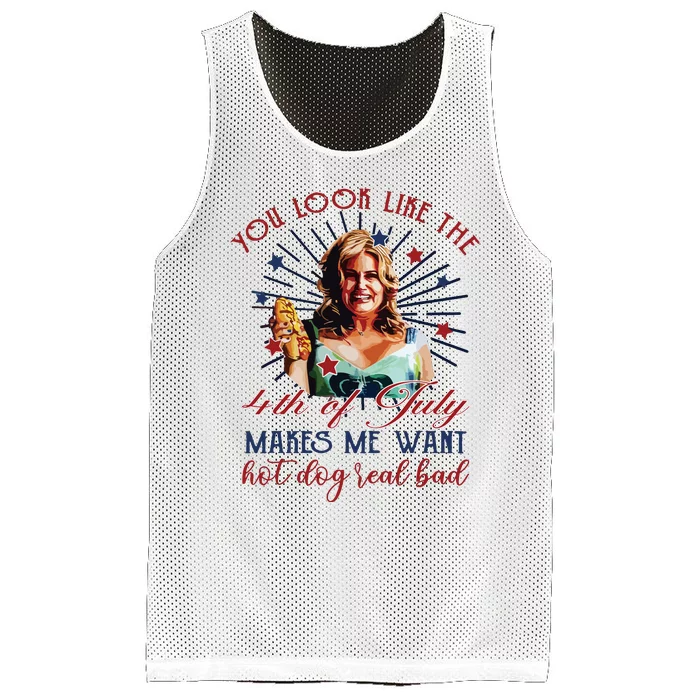 You Look Like 4th Of July Makes Me Want A Hot Dog Real Bad Mesh Reversible Basketball Jersey Tank