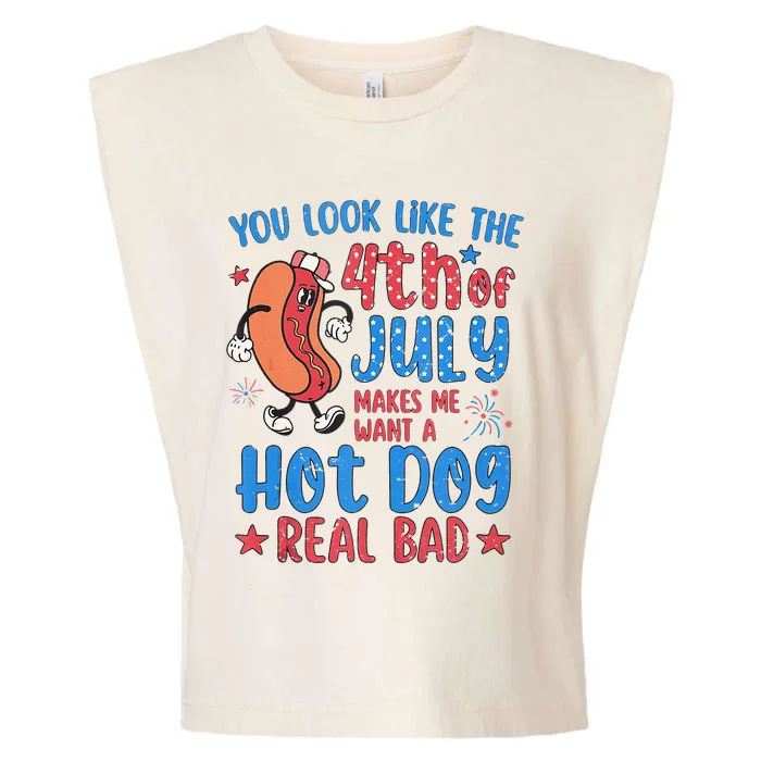 You Look Like 4th Of July Makes Me Want A Hot Dog Real Bad Garment-Dyed Women's Muscle Tee