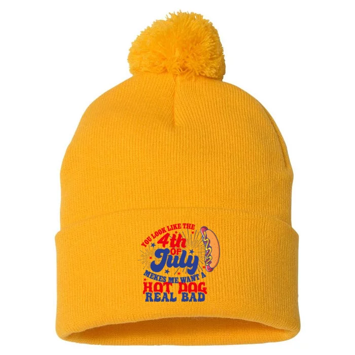 You Look Like The 4th Of July Makes Me Want A Hotdog Real Bad America Pom Pom 12in Knit Beanie